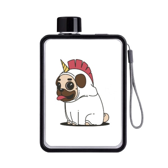 Pug Love Flat Water Bottles