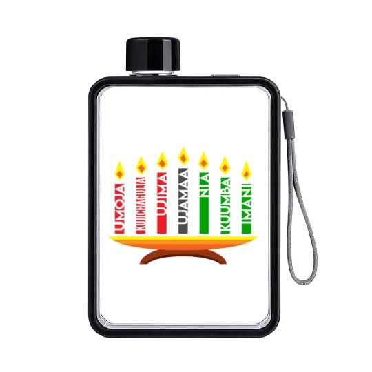 Kwanzaa Holiday Candles Flat Water Bottles