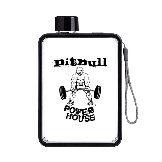 Pitbull Powerhouse Bodybuilding Workout Gym Flat Water Bottles