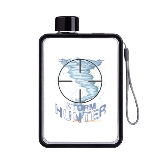 Weather Tornado whirlwind Storm Hunter cool design Flat Water Bottles