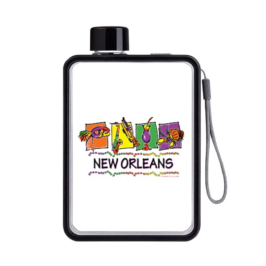 NEW-ORLEANS-SQUARES-eps Flat Water Bottles