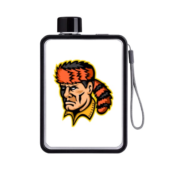 Davy Crockett Mascot Flat Water Bottles