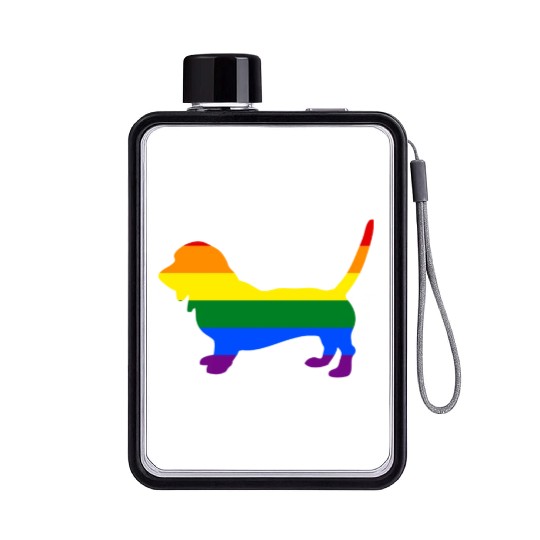Gay Pride Dog Basset Hound Rainbow Gay Pride Flag Flat Water Bottles