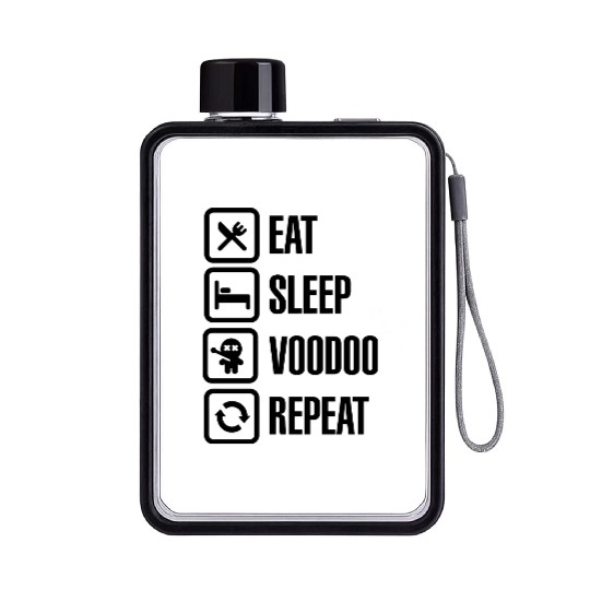 Eat sleep voodoo repeat black magic voodoo doll Flat Water Bottles