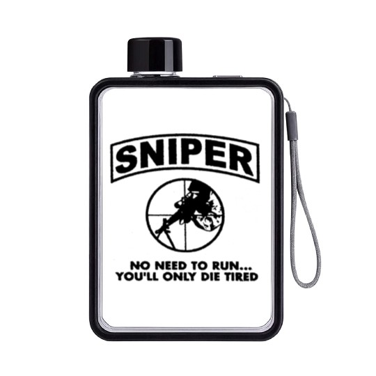 Sniper No Need To Run Army Marine Corps Adult Flat Water Bottles