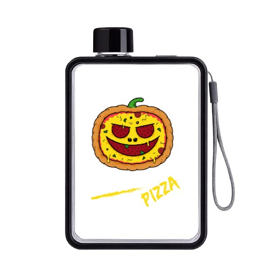Trick or Treat Pizza Face - Halloween Pizza Party Flat Water Bottles