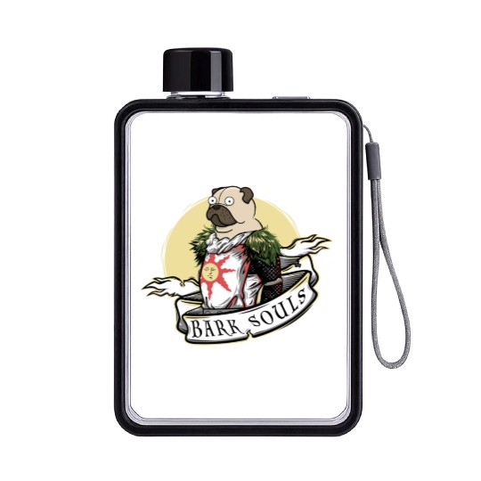 Bark Souls Flat Water Bottles - Pug Solaire - Dark Souls