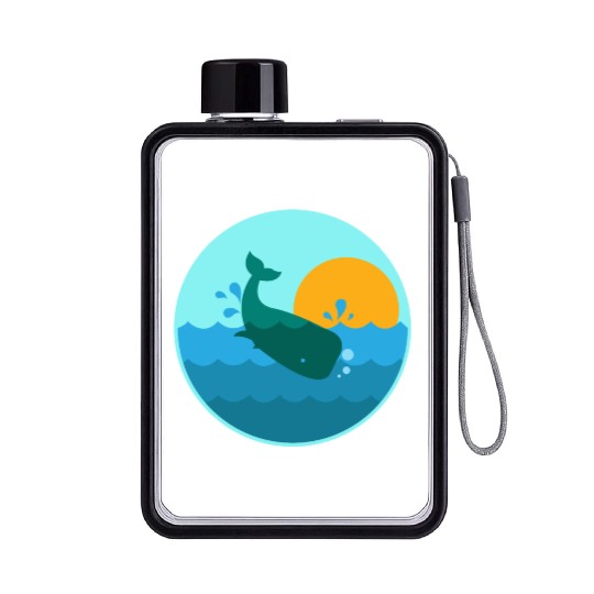 Whale Jump Sunrise Ocean Window - Gift Idea Flat Water Bottles