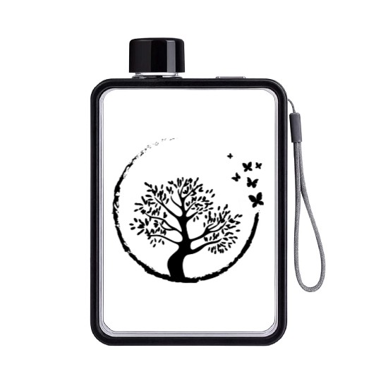 Bonsai Tree Butterfly Enso Circle Buddhist Zen Flat Water Bottles