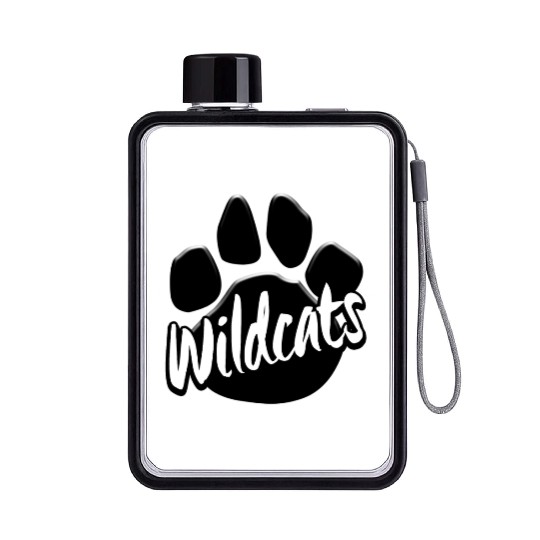 Wildcats Paw Print Mascot School Pride Flat Water Bottles