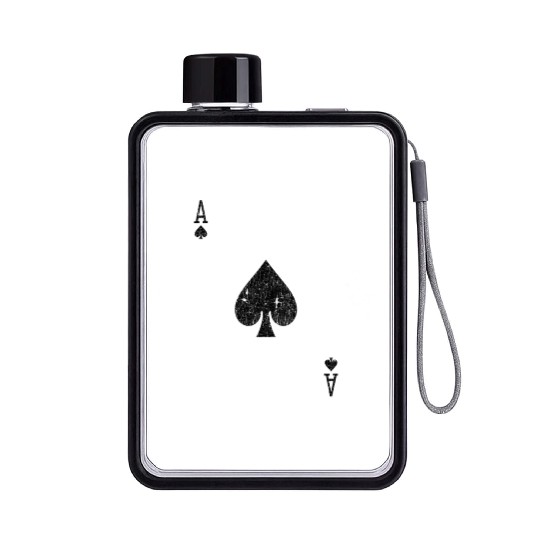 ace of spades playing card Flat Water Bottles