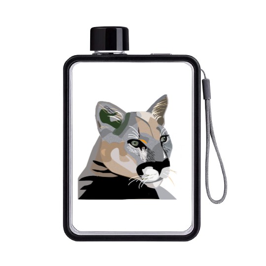 Cougar,Puma,Mountain Lion Flat Water Bottles