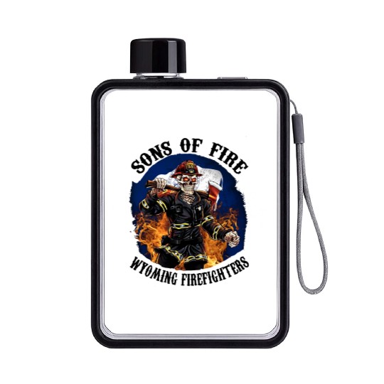 sons of fire wyoming firefighter Flat Water Bottles