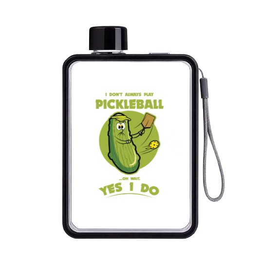 Pickle Pickleball Play - Funny Player Pickle Ball Flat Water Bottles
