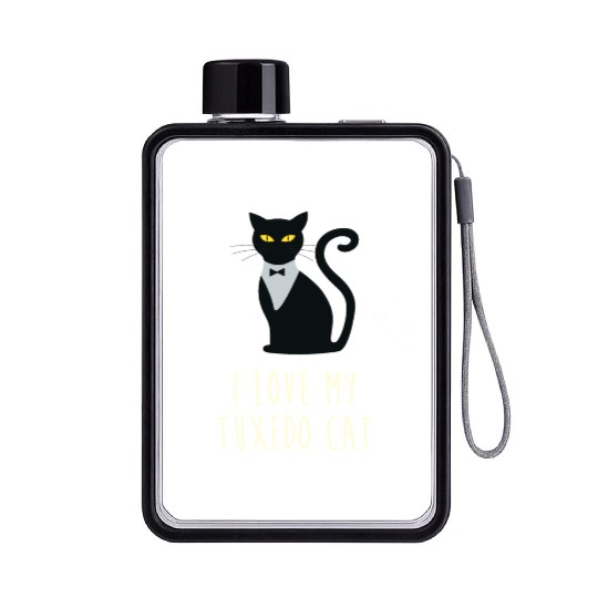 I Love My Tuxedo Cat Flat Water Bottles