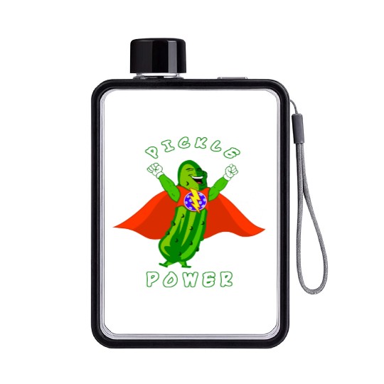 Pickleball Pickle Power Superhero Flat Water Bottles