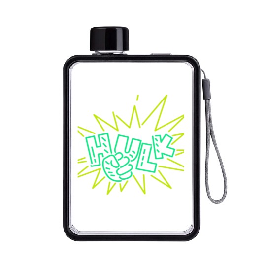 Neon Hulk Flat Water Bottles By Marvel Design By Humans----PD