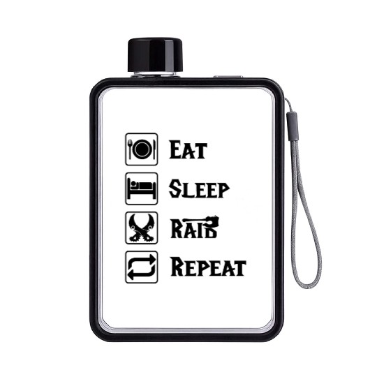 Eat sleep raid repeat world of warcraft present Flat Water Bottles