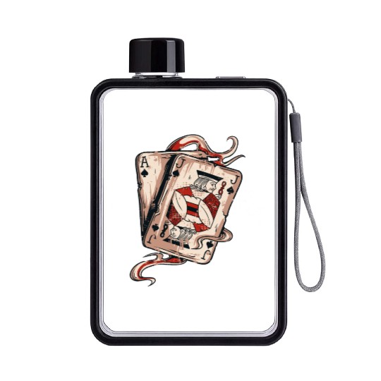Blackjack Gift Playing Cards Casino Gambling Gift Flat Water Bottles