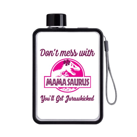 Mamasaurus Rex Dinosaur autism Womens Mother's Day Flat Water Bottles