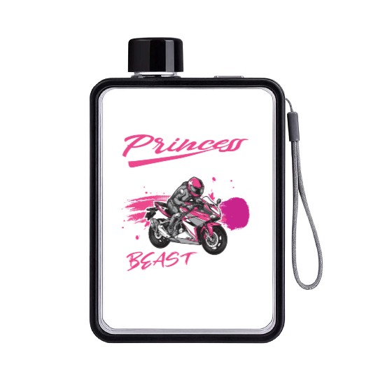 Biker Princess Motorcycle Biker girl Flat Water Bottles