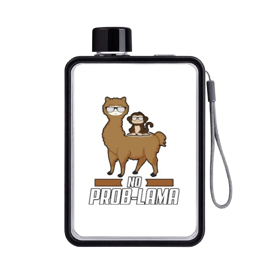 No Prob Lama Llama Alpaka Monkey Gift Sunglasses Flat Water Bottles