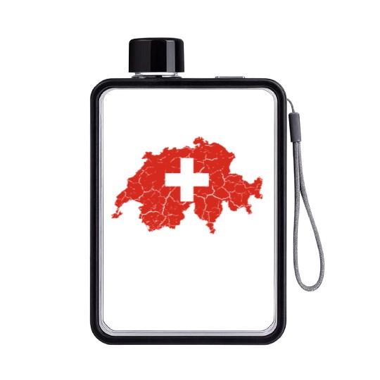 Suisse Outline Flag | Switzerland, proud Swiss Flat Water Bottles