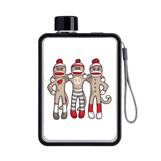 Sock Monkey Buddies Flat Water Bottles