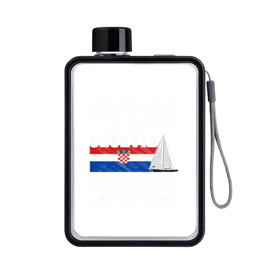 Croatia sailing, sailing ship Mediterranean gift Flat Water Bottles