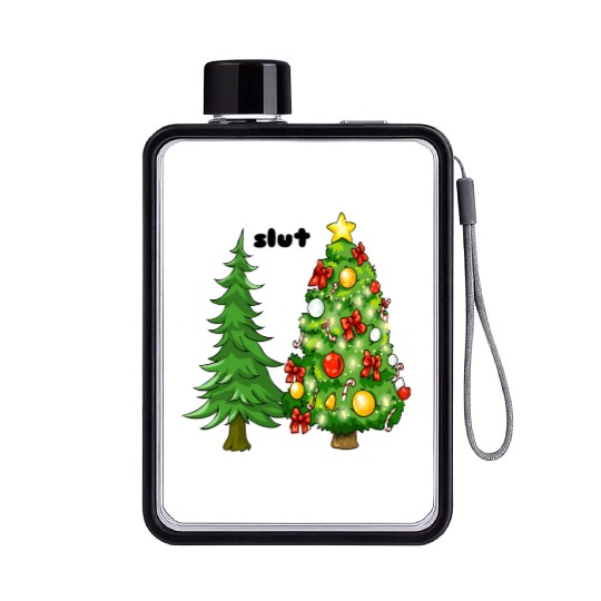 Funny Christmas Tree Slut Flat Water Bottles
