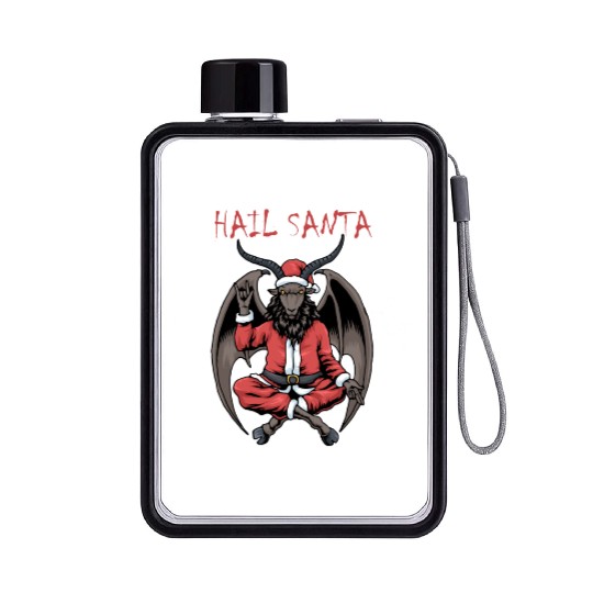 Christmas Hail Santa Satanism Goat Baphomet Satan Flat Water Bottles