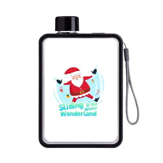 Christmas Santa Claus Winter Cold Sliding Xmas Flat Water Bottles