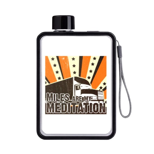 Truck Driver Load Miles Happy Trucker Road Runner Flat Water Bottles