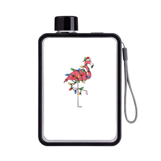 Fa La La Mingo Flamingo Christmas Tree Lights Flat Water Bottles