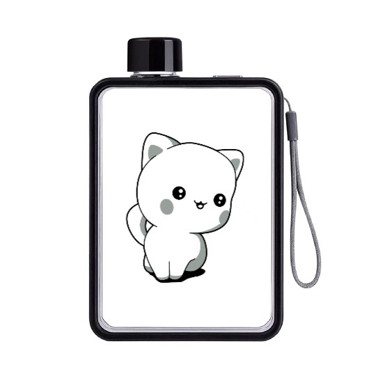 kitten chibi kawaii Flat Water Bottles