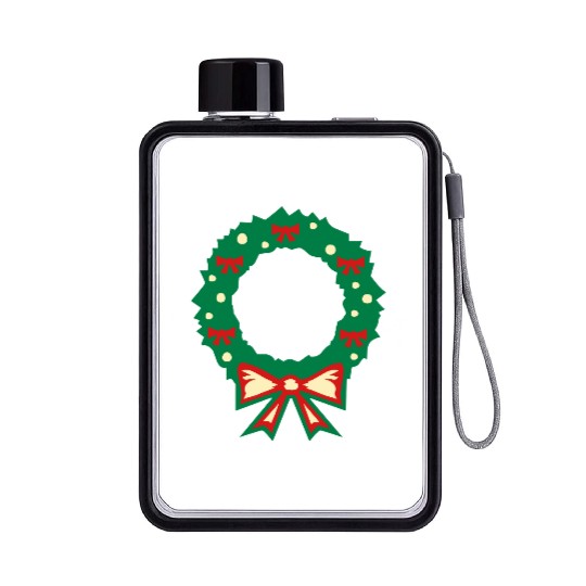 christmas wreath Flat Water Bottles