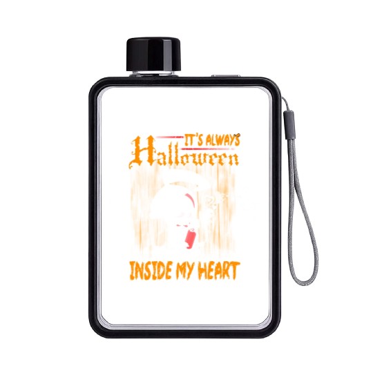 it's always halloween inside my heart love gift Flat Water Bottles