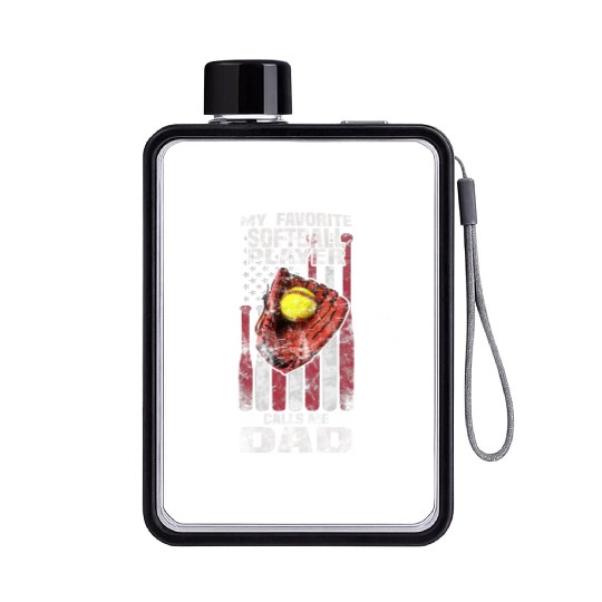 softball dad Flat Water Bottles for men - softball dad gifts