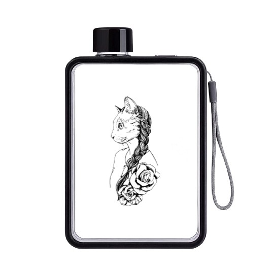 Cat Woman Flat Water Bottles