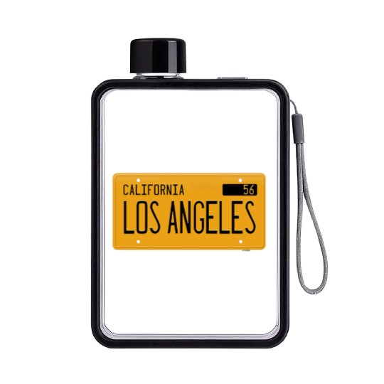 Los Angeles California 1956 yellow license plate Flat Water Bottles