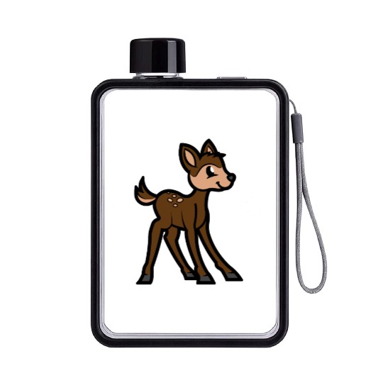 Brown Deer Cartoon Animals Cartoon Island Flat Water Bottles