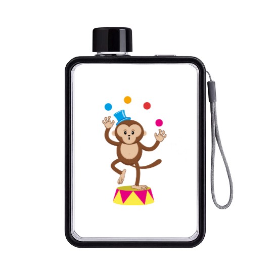 Cute Circus Monkey Ape Comic Cartoon Flat Water Bottles