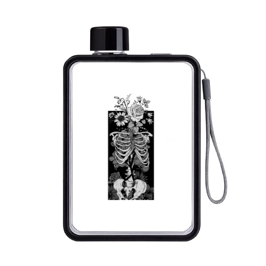 Gothic flower and bones Flat Water Bottles