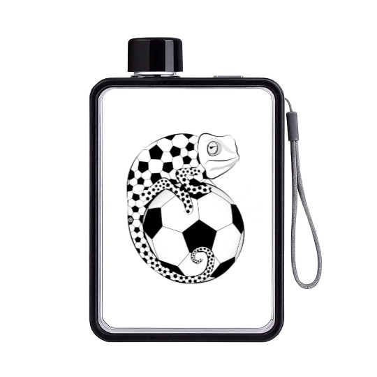 Soccer Chameleon Flat Water Bottles