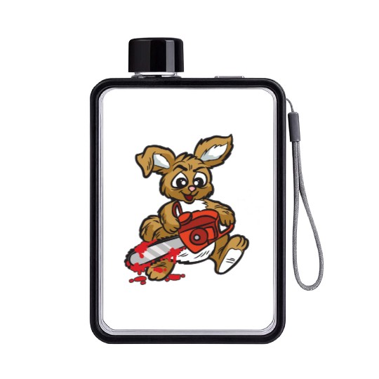 BAD BUNNY WITH CHAINSAW Flat Water Bottles