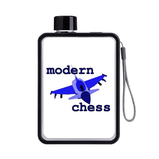 modern chess in royal blue Flat Water Bottles