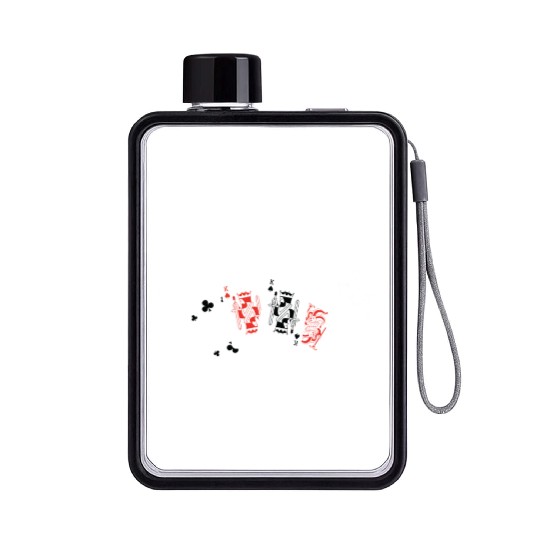 Happy Place Funny Card Playing Canasta graphic Flat Water Bottles