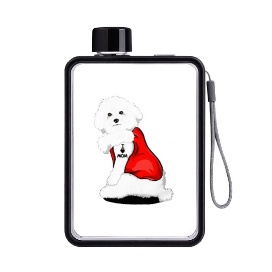 Bichon frise I Love Mom Tattoo Flat Water Bottles