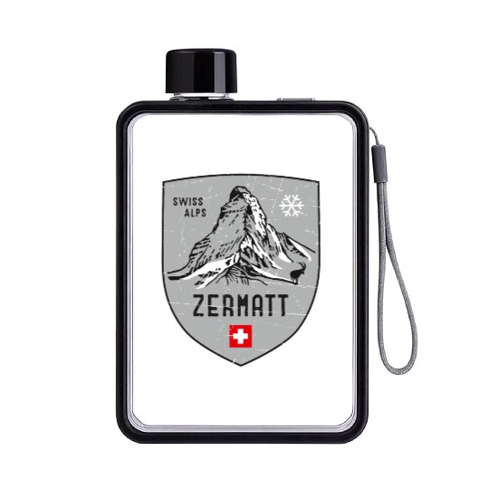 Zermatt Switzerland Emblem Flat Water Bottles