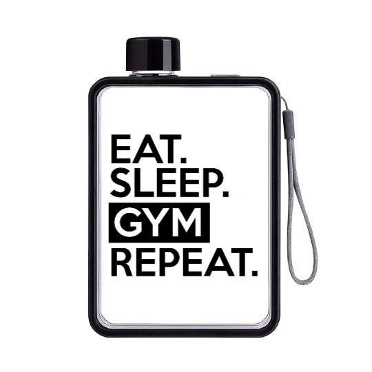 Eat Sleep Gym Repeat, fitness, workout, exercise Flat Water Bottles